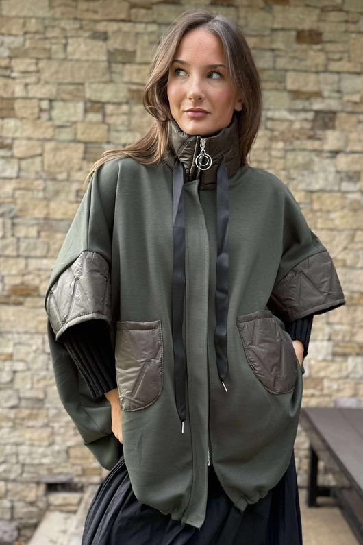 Soft Tech Jersey Puff Jacket Khaki